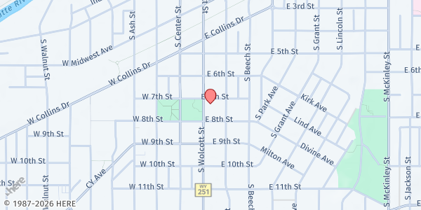 Map showing St. Mark's Episcopal Church at 701 S Wolcott St, Casper, WY