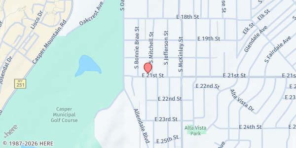 Map showing Strong Tower Family Church at 730 E 21st St, Casper, WY