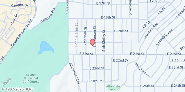 Map showing The Manna Closet Ministry - Food Pantry at 2020 S Jefferson St, Casper, WY
