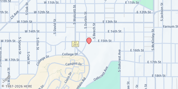 Map showing YMCA of Natrona County at 1611 Casper Mountain Rd., Casper, WY