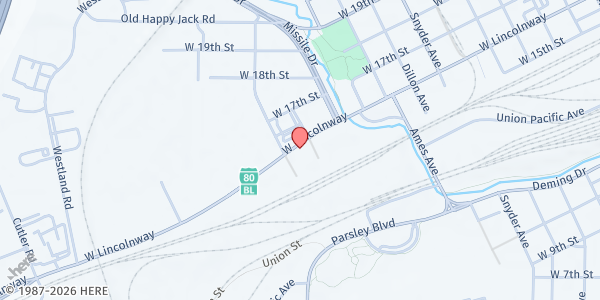 Map showing Comea Shelter at 1421 W Lincolnway, Cheyenne, WY
