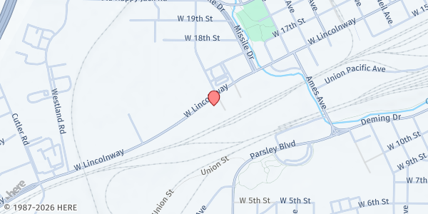 Map showing COMEA Shelter at 1504 Stinson Ave., Cheyenne, WY