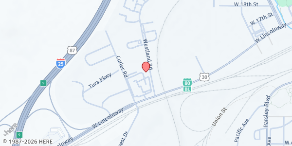 Map showing Community Action of Laramie County Inc. - Main Office at 1700 Westland Rd, Cheyenne, WY