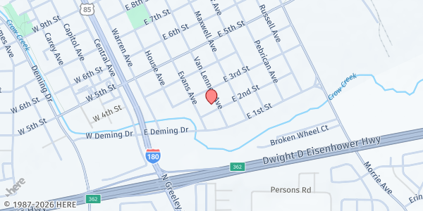 Map showing St. Joseph's Food Pantry at 206 Van Lennen Ave, Cheyenne, WY