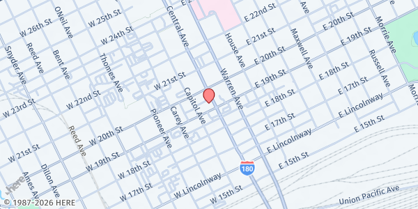 Map showing St. Mark's Episcopal Church at 1908 Central Ave, Cheyenne, WY