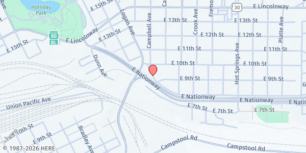 Map showing Wyoming Coalition For The Homeless - Food Distribution Center at 907 Logan Ave, Cheyenne, WY