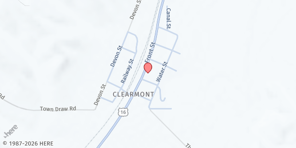 Map showing Clearmont Community Center and Library at 1240 Front St, Clearmont, WY
