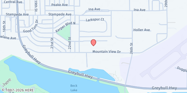 Map showing Mannahouse Food Pantry at 2343 Mountain View Dr, Cody, WY