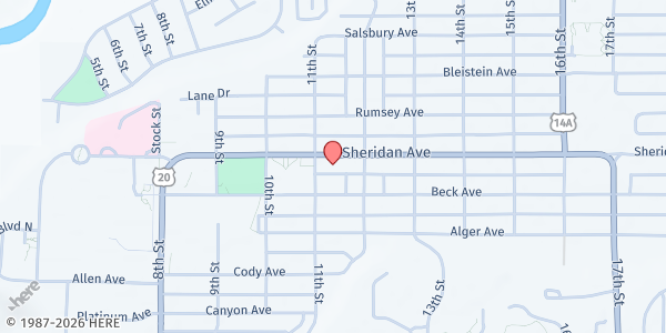 Map showing Park / Big Horn County WIC Program - Cody at 1130 Sheridan Ave, Cody, WY