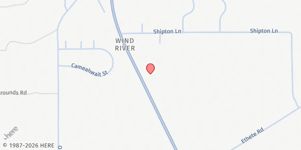 Map showing Eastern Shoshone Tribal Health - RES ES Pop-Up/Mobile Resource at Eastern Shoshone Tribal Health, 15230 US Hwy 287, Fort Washakie, WY