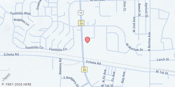 Map showing Salvation Army Services Extension - Gillette at 620 US-14 16 N, Gillette, WY