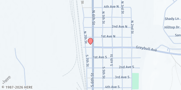 Map showing Yellowstone Country Assistance Network - Greybull at 606 Greybull Ave, Greybull, WY