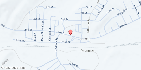 Map showing Hanna Pop-Up/Mobile Resource - Town Shop at 407 Love Street, Hanna, WY