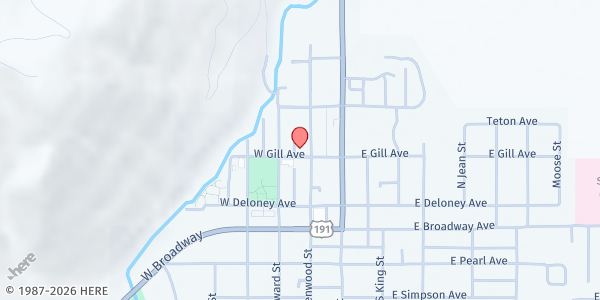 Map showing Jackson Cupboard at 155 W Gill Ave, Jackson, WY