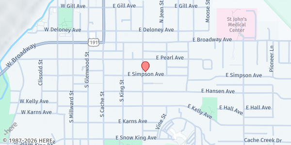 Map showing One22 Resource Center - Main Location at 180 S Willow St, Jackson, WY