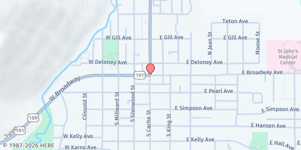 Map showing Teton County Library Food Pantry at , Jackson, WY