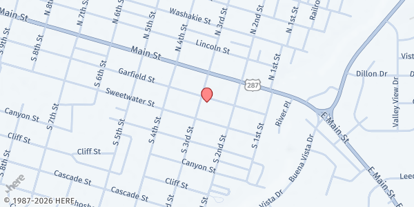 Map showing Lander Care & Share Food Bank at 281 Garfield St, Lander, WY