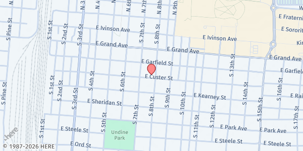 Map showing United Way of Albany County - Laramie Office at 710 E Garfield St, Laramie, WY