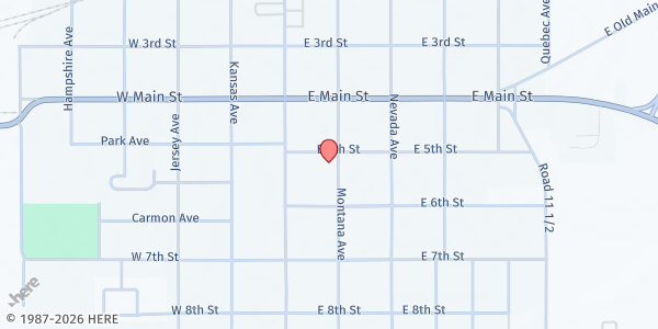 Map showing St John's Lutheran Church at 520 Montana Ave, Lovell, WY