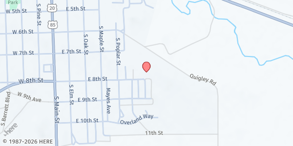 Map showing Prairie Hills Community Center at 625 E 8th St, Lusk, WY
