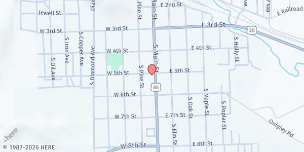 Map showing St George's Episcopal Church at 120 W 5th St, Lusk, WY