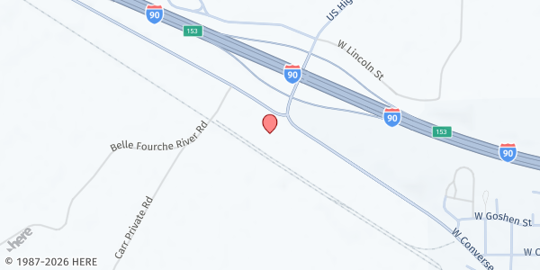 Map showing Cornerstone Ministries Church at 2 Belle Fourche River Rd, Moorcroft, WY