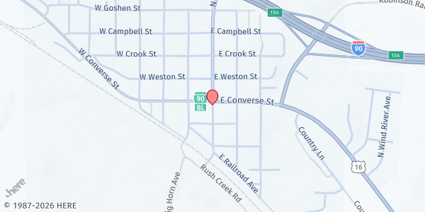 Map showing Moorcroft Interfaith Community at 103 S Belle Fourche Ave., Moorcroft, WY