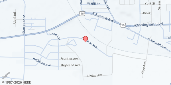 Map showing Cambria Community Church at 154 Sheridan St, Newcastle, WY