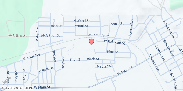 Map showing Weston County Senior Services - Newcastle at 627 Pine St., Newcastle, WY