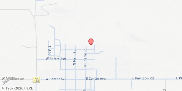 Map showing Warm Valley Baptist Church at 204 E Euclid Ave, Pavillion, WY