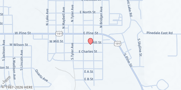 Map showing Our Lady of Peace at 112 S Sublette Ave, Pinedale, WY