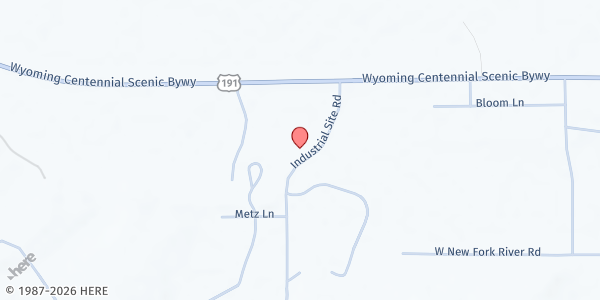 Map showing Pinedale Bible Church at 219 Industrial Site Rd, Pinedale, WY