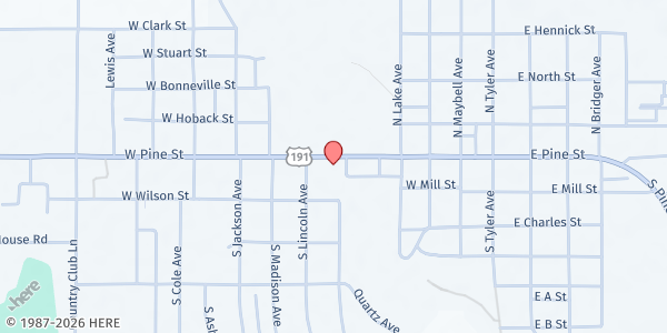 Map showing St. Andrew's in the Pines at 524 W Pine St, Pinedale, WY