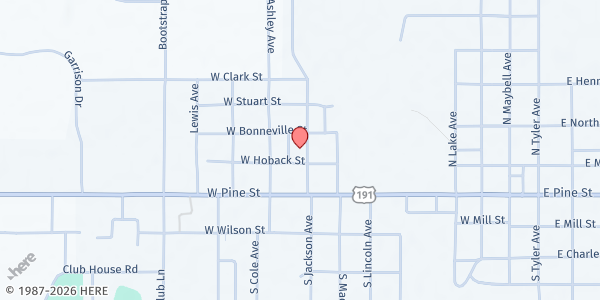 Map showing Wilderness Church at 110 N Jackson Ave, Pinedale, WY