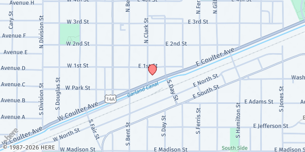 Map showing American Legion Post 26 at 143 S Clark, Powell, WY