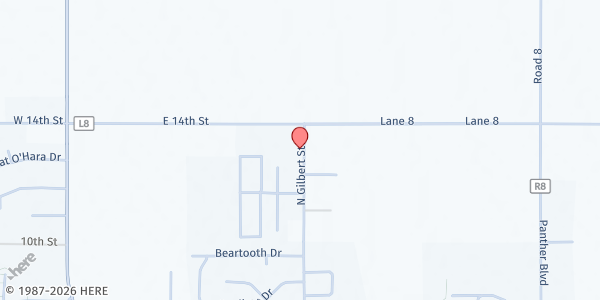 Map showing Powell Seventh-day Adventist Church at 1350 N Gilbert St, Powell, WY