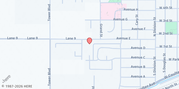 Map showing The Church of Jesus Christ of Latter-day Saints - Powell at 1026 Avenue E, Powell, WY