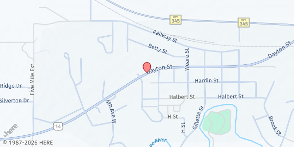 Map showing Community Cupboard at 431 Hwy 14, Ranchester, WY