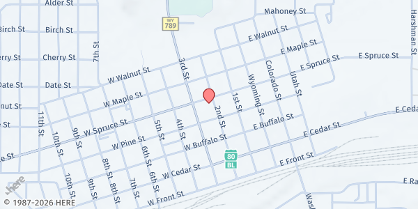 Map showing Society of Saint Vincent DePaul - Rawlins at 222 W Spruce St, Rawlins, WY