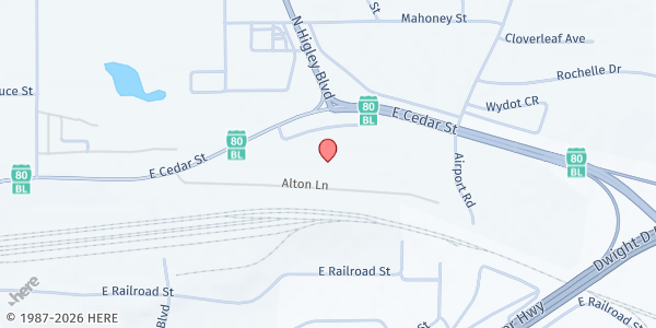 Map showing WYO HELP - Carbon County at 2100 E Cedar St Suite D, Rawlins, WY