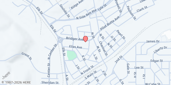 Map showing Loaves and Fishes Community Soup Kitchen at 644 Bridger Ave, Rock Springs, WY