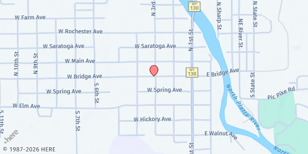 Map showing Saratoga Presbyterian Church at 303 W Bridge Ave, Saratoga, WY