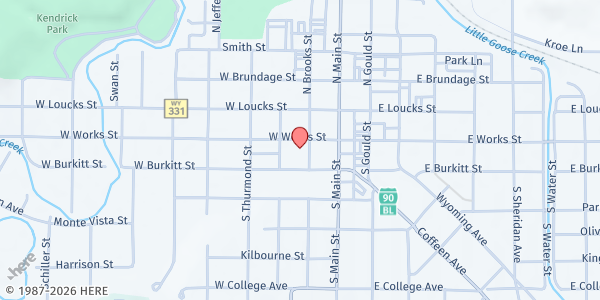 Map showing Lunch Together Soup Kitchen at 100 W Works St, Sheridan, WY