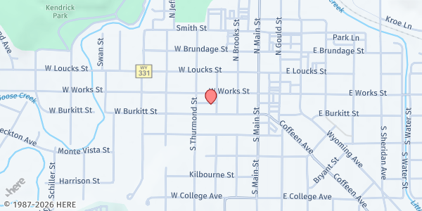 Map showing Salvation Army - Sheridan at 150 S Tschirgi St, Sheridan, WY