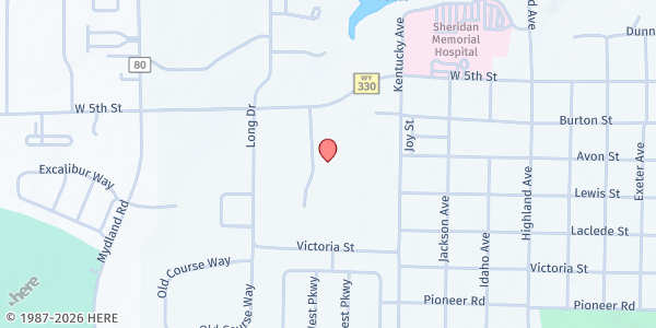 Map showing Sheridan Fairgrounds at 1753 Victoria St., Sheridan, WY