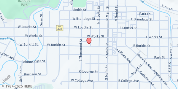 Map showing The Salvation Army Sheridan at 150 S Tschirgi St, Sheridan, WY