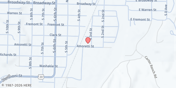 Map showing Messiah's Mall at 342 Amoretti St, Thermopolis, WY