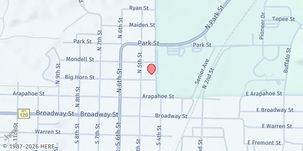 Map showing People for People Backpack Program / Totes of Hope at 426 Bighorn Street, Thermopolis, WY