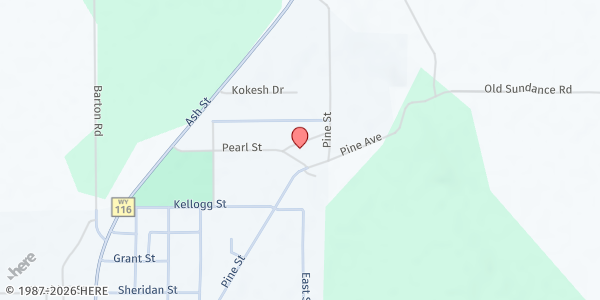 Map showing Lighthous Assembly of God Church at 1320 Church St, Upton, WY