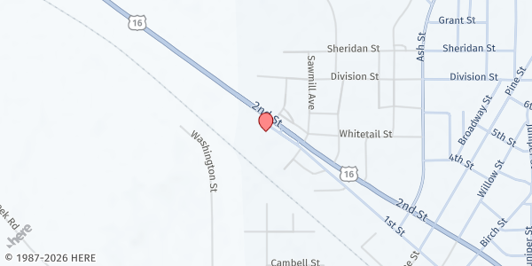 Map showing Upton Co-Op Association at 222 US-16, Upton, WY